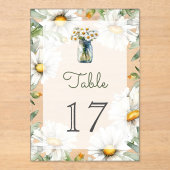 Invitations En Acrylique Daisies Mason Jar Wedding Acrylic Table Number (Recto)