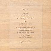 Invitations En Acrylique Danica Classic Mariage élégant (Recto)