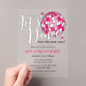 Invitations En Acrylique Dansez Nouvel An Pink Disco Ball Retro (In situ (ordinateur de poche))