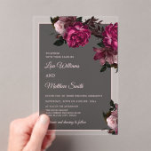 Invitations En Acrylique Dark Floral Transparent Wedding (In situ (ordinateur de poche))