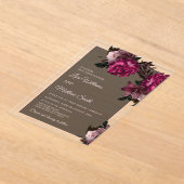 Invitations En Acrylique Dark Floral Transparent Wedding (Poser)