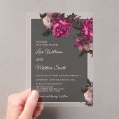 Invitations En Acrylique Dark Floral Transparent Wedding (In situ (ordinateur de poche))