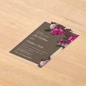 Invitations En Acrylique Dark Floral Transparent Wedding (Poser)