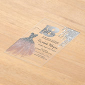 Invitations En Acrylique Déchets d'argent Parties scintillant robe chic 18e (Poser)