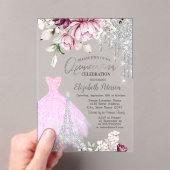 Invitations En Acrylique Déchets, Robe, Tour Eiffel Lilac Rose Quinceañera (In situ (ordinateur de poche))