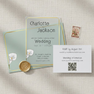 Invitations En Acrylique Deco Or Doré Cadre Vintage Lily Sage Mariage givré