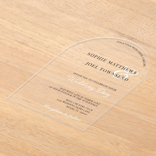 Invitations En Acrylique Décontracté moderne grand écran noir Mariage blanc (Poser)