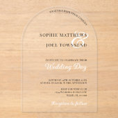 Invitations En Acrylique Décontracté moderne grand écran noir Mariage blanc (Recto)