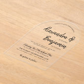 Invitations En Acrylique Décontracté moderne minimaliste noir mariage (Poser)