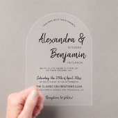 Invitations En Acrylique Décontracté moderne minimaliste noir mariage (In situ (ordinateur de poche))