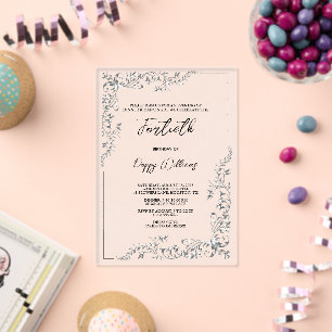 Invitations En Acrylique Décoration argentée élégante et stylée pour fête d