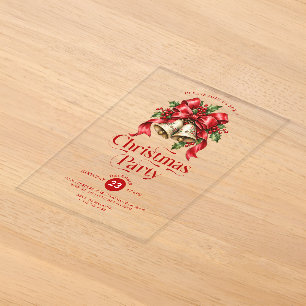 Invitations En Acrylique Décoration de fête de cloches de Noël et de houx