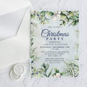 Invitations En Acrylique Décoration de Noël aux verdures rustiques d'hiver