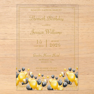 Invitations En Acrylique Décorations de ballons pour fête d'anniversaire