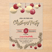 Invitations En Acrylique Décorations de Noël et neige (Recto)