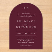 Invitations En Acrylique Deep Burgundy Elegant Classic Wedding (Recto)