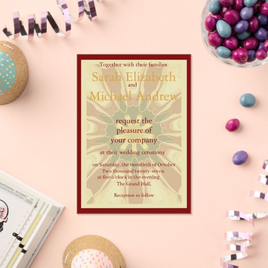 Invitations En Acrylique Deep Crimson Starburst Design | Opulent Modern Hi (Insitu (Célébration))