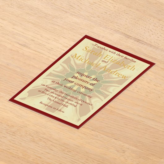 Invitations En Acrylique Deep Crimson Starburst Design | Opulent Modern Hi (Poser)