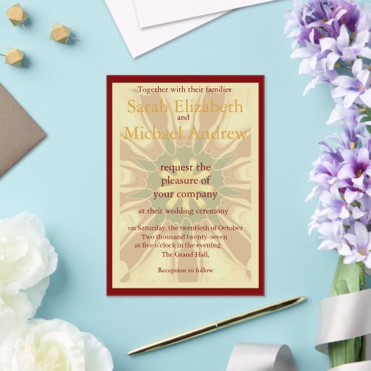 Invitations En Acrylique Deep Crimson Starburst Design | Opulent Modern Hi (Insitu (Mariage))