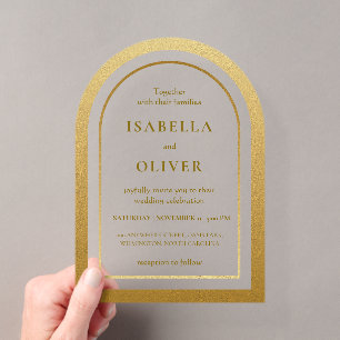 Invitations En Acrylique Dégradé brun doré élégant de mariage