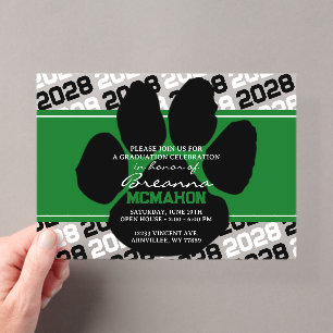Invitations En Acrylique Dégradé d'empreinte de patte de remise de diplôme