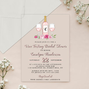 Invitations En Acrylique Dégustation de vin simplement sucré pour enterreme