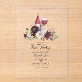 Invitations En Acrylique Dégustation de vin transparente Bachelorette Party (Recto)