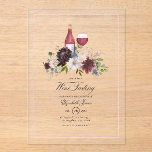 Invitations En Acrylique Dégustation de vin transparente Bachelorette Party