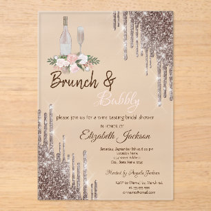 Invitations En Acrylique Déjeuner chic avec des coulures en or rose et bull