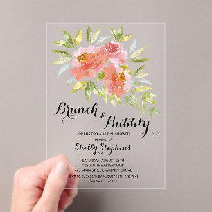 Invitations En Acrylique Déjeuner Chic et Mariage Floral Bulles Enterrement