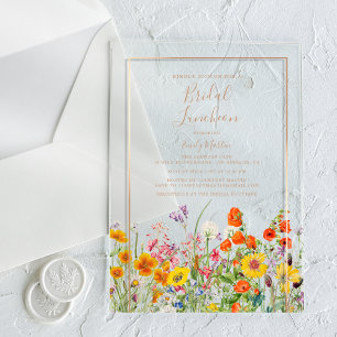 Invitations En Acrylique Déjeuner de mariage Bohème Fleurs sauvages colorée
