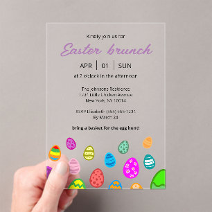 Invitations En Acrylique Déjeuner de Pâques coloré
