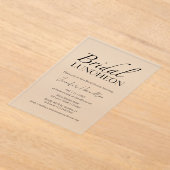 Invitations En Acrylique Déjeuner nuptial | Fête des mariées noire et blanc (Poser)