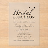 Invitations En Acrylique Déjeuner nuptial | Fête des mariées noire et blanc (Recto)