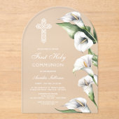 Invitations En Acrylique Delicate Calla Lilies Arch First Communion (Recto)