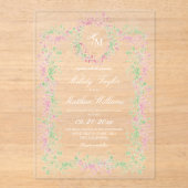 Invitations En Acrylique Delicate French Flora Crest Wedding (Recto)