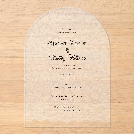 Invitations En Acrylique Delicate Lace Acrylic Wedding (Recto)