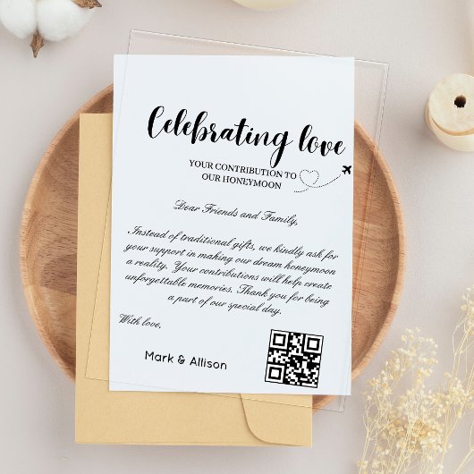 Invitations En Acrylique Demande de fonds de voyage Code Qr Cadeau de lune