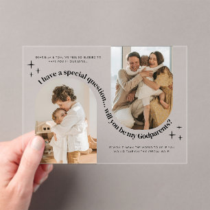 Invitations En Acrylique Demande en parrainage de photo de Double Arch