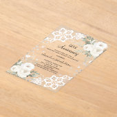 Invitations En Acrylique Dentelle blanche diamant 60e anniversaire de maria (Poser)