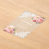 Invitations En Acrylique Dentelle florale de pêche rose anniversaire (Poser)