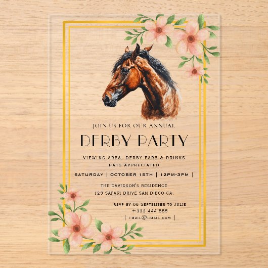 Invitations En Acrylique Derby (Recto)