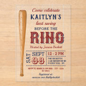 Invitations En Acrylique Dernière Chanture Avant La Bague ! Fête des mariée (Recto)