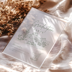 Invitations En Acrylique Desert Chic Graduation Western Cowgirl