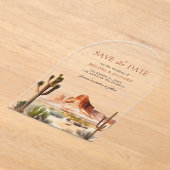 Invitations En Acrylique Desert Mountain Cactus Wedding Save the Date (Poser)