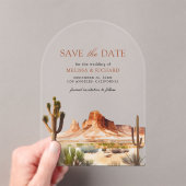 Invitations En Acrylique Desert Mountain Cactus Wedding Save the Date (In situ (ordinateur de poche))