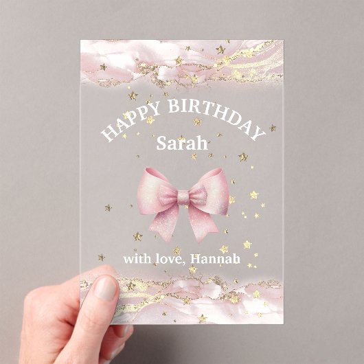Invitations En Acrylique design arc rose Bonne carte d'anniversaire (In situ (ordinateur de poche))