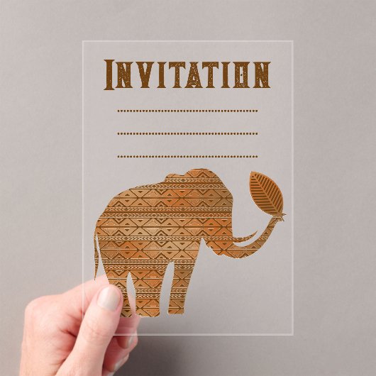 Invitations En Acrylique Design d'art tribal des éléphants (In situ (ordinateur de poche))