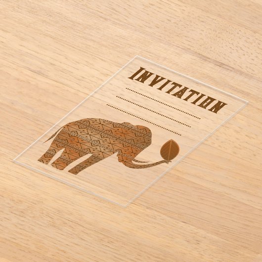 Invitations En Acrylique Design d'art tribal des éléphants (Poser)