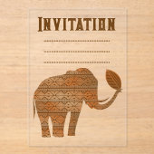 Invitations En Acrylique Design d'art tribal des éléphants (Recto)